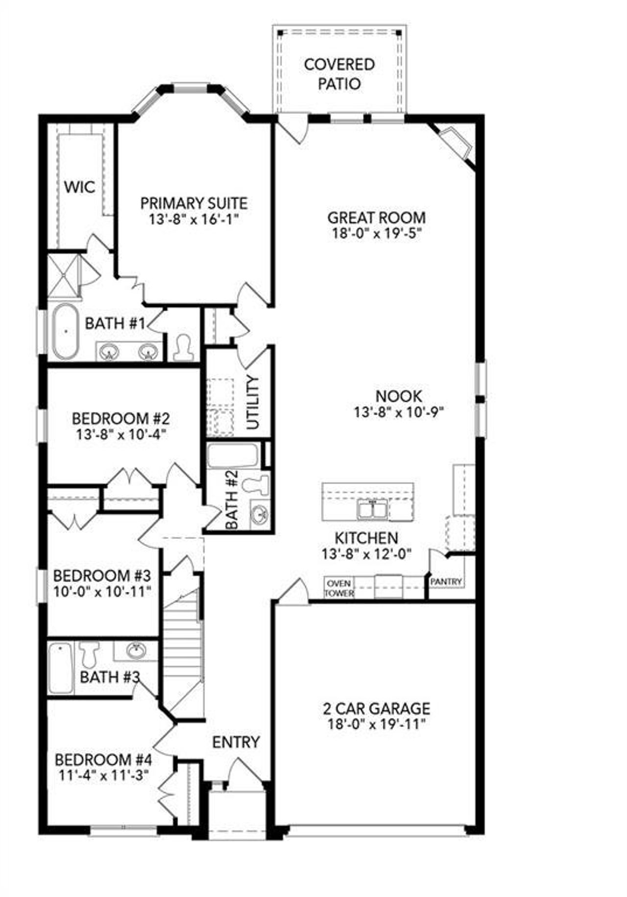 2D floor plan layout of this home in Country Lakes, Denton, TX (Image 2).