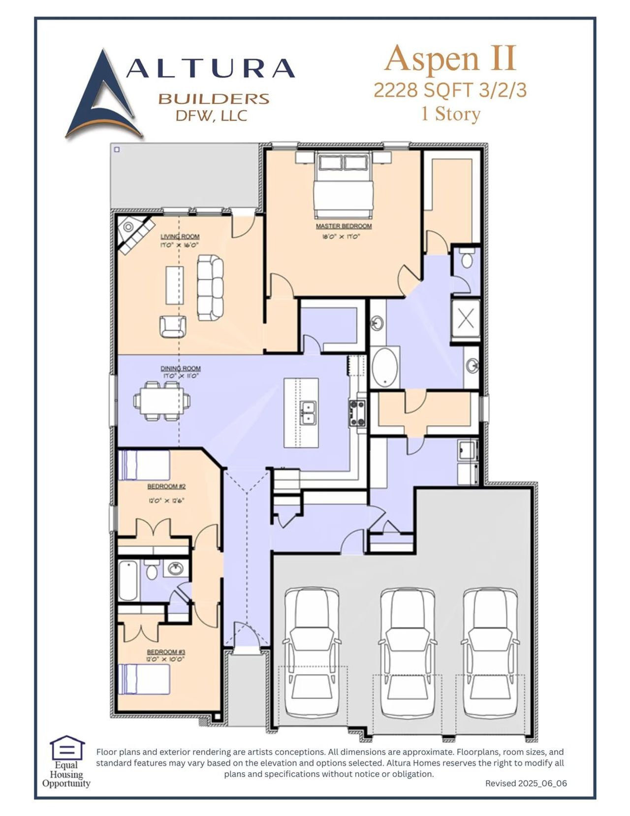 2D floor plan layout for the Aspen II by Altura Homes in Forest Ridge, Greenville, TX (Image 2).