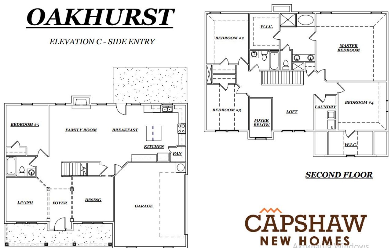 2D floor plan layout for the Oakhurst by Capshaw in Greystone, Forsyth, GA (Image 2).