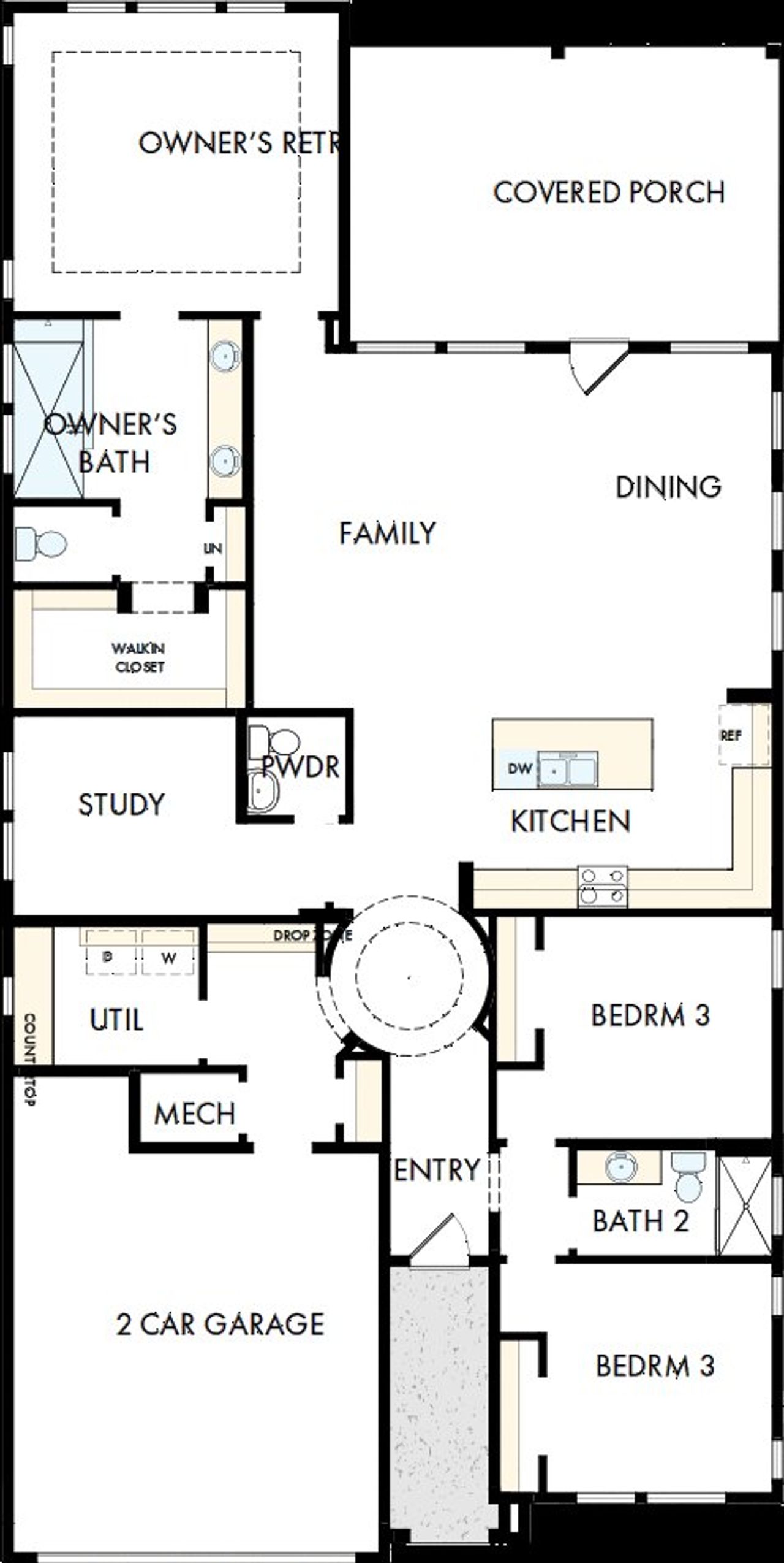 2D floor plan layout of this home in Lanier Landing - Retreat Collection, Gainesville, GA (Image 2).