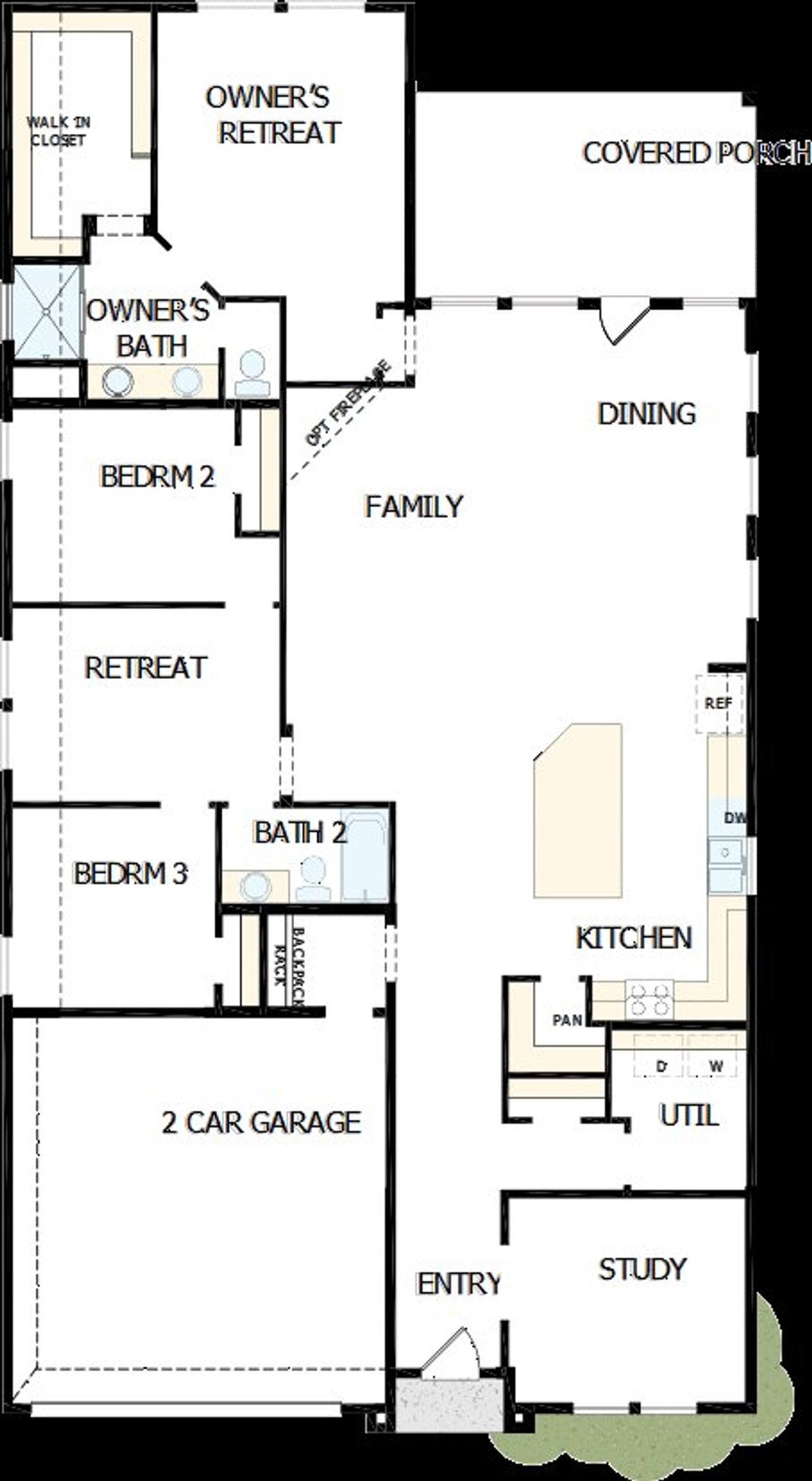 2D floor plan layout of this home in Creekshaw – Classic, Royse City, TX (Image 2).