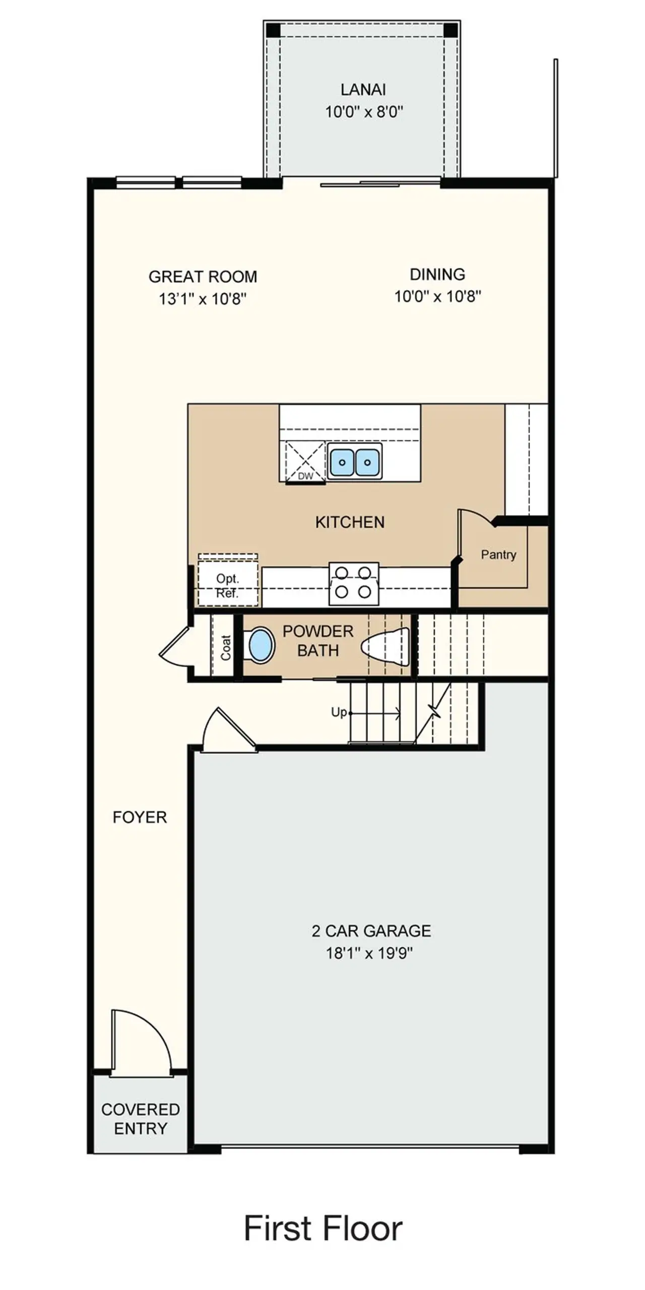 2D floor plan layout of this home in Cherry Elm at SilverLeaf, St. Augustine, FL (Image 2).