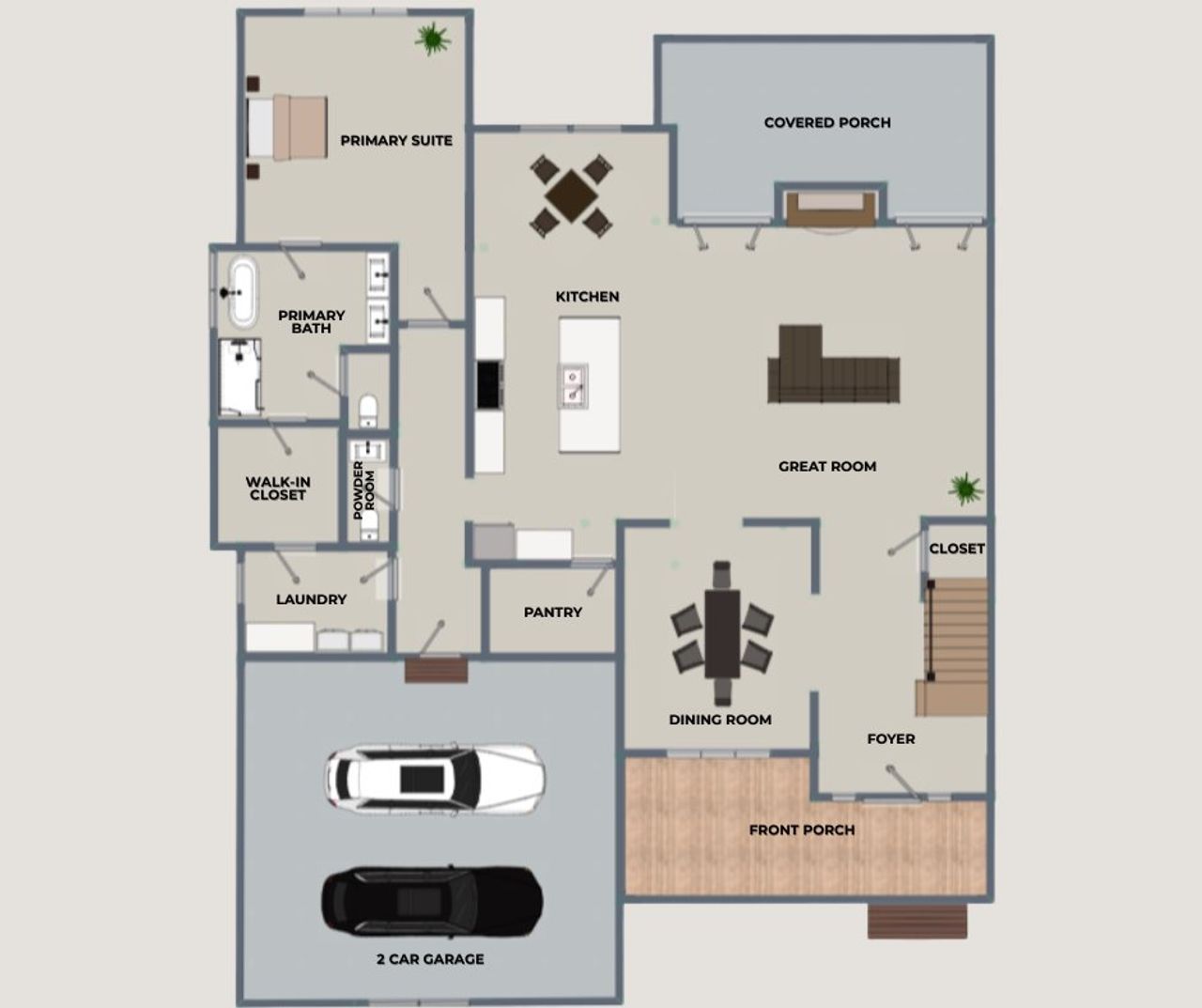 2D floor plan layout for the Watauga by Riverstone Construction, LLC in Jasper Highlands, Guild, TN (Image 2).
