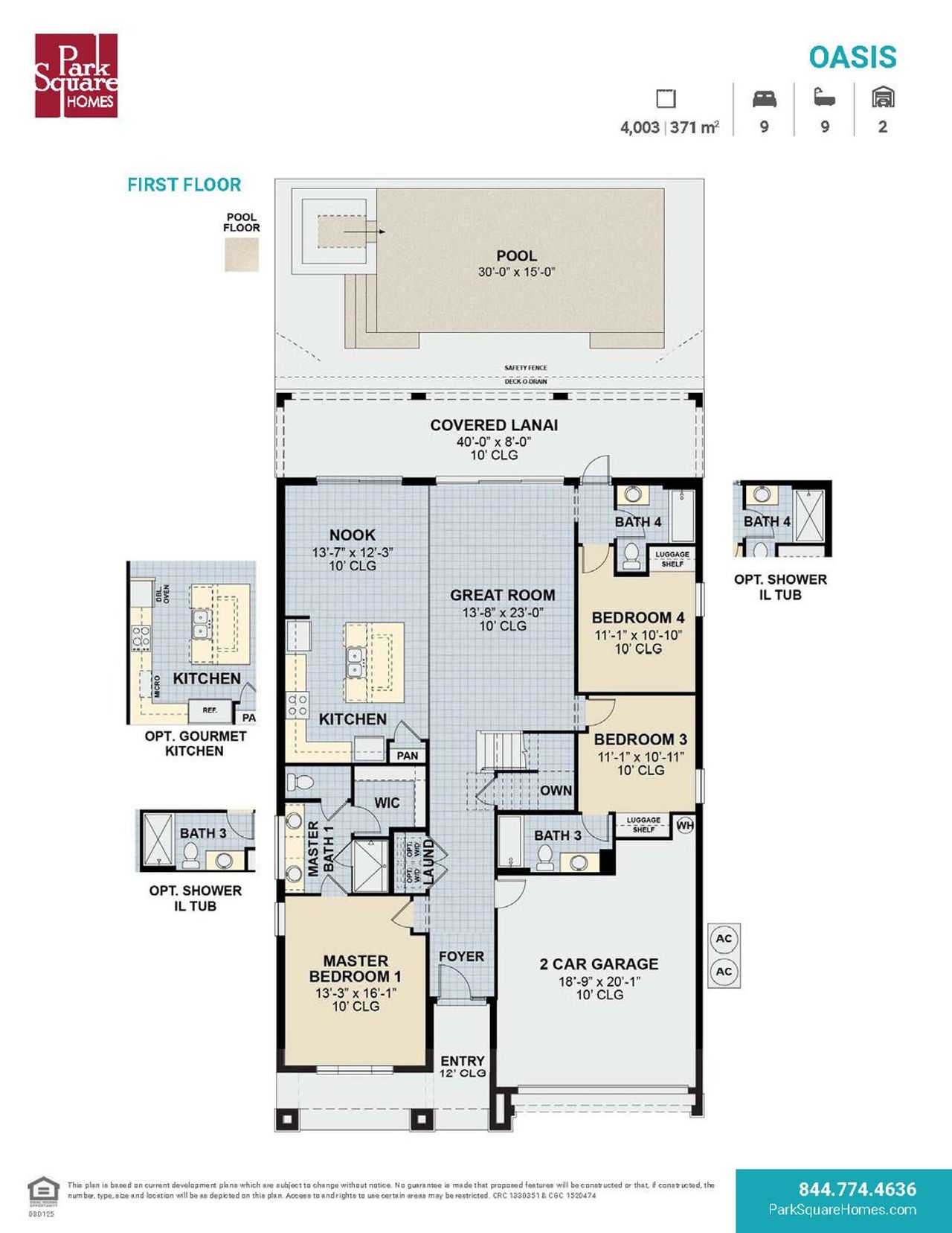 2D floor plan layout for the Oasis by Park Square Residential in Elevated at Sonoma Resort, Kissimmee, FL (Image 2).