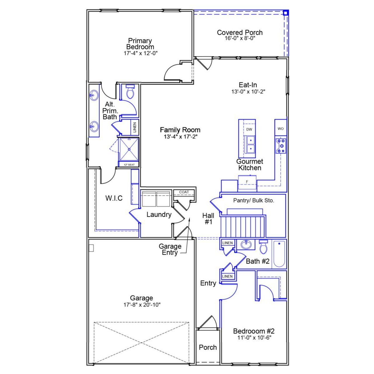 2D floor plan layout of this home in Ovation at Sweetbrier, Durham, NC (Image 2).