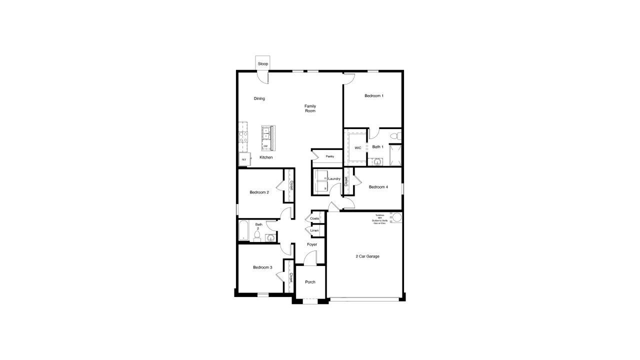 2D floor plan layout for the AUSTIN by D.R. Horton in Highlands at Chapel Creek, Fort Worth, TX (Image 2).