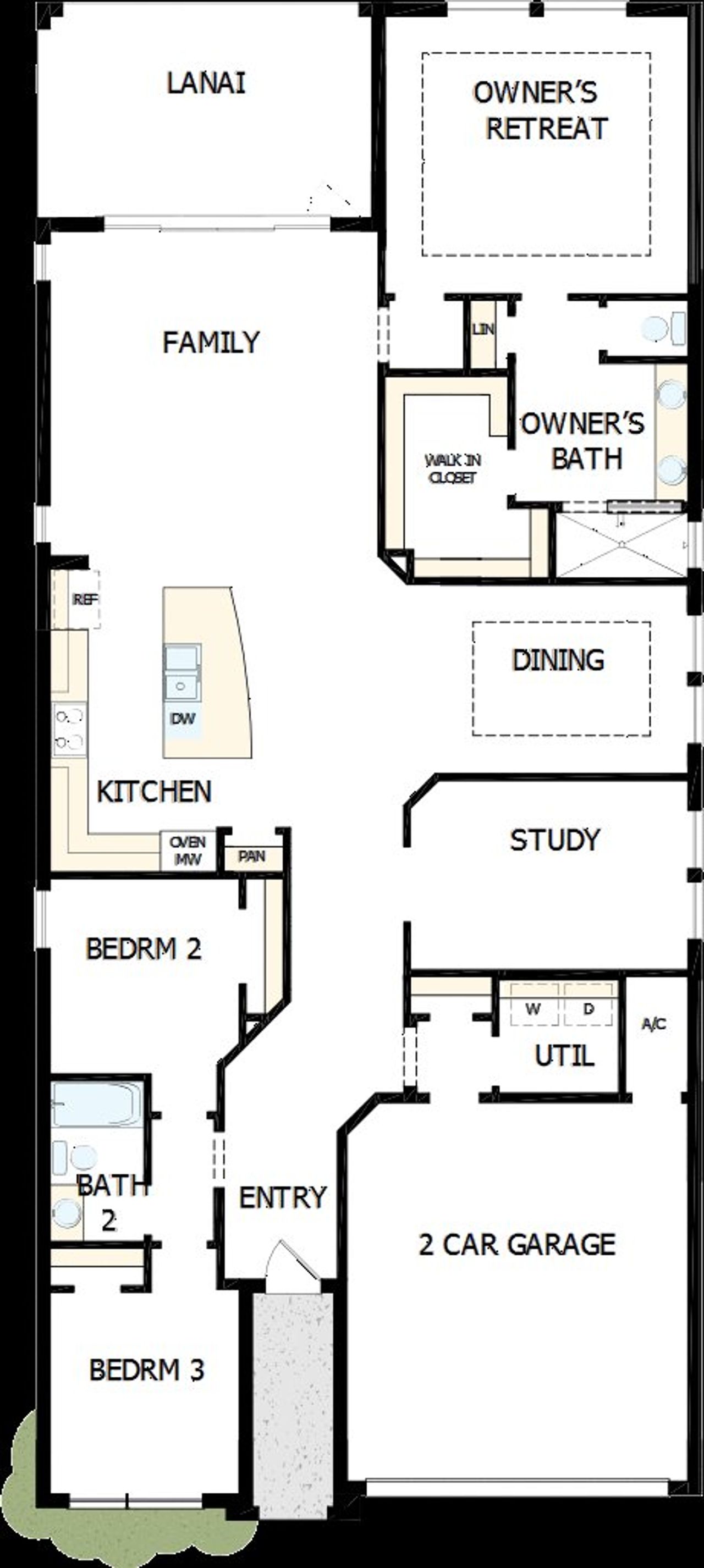 2D floor plan layout of this home in North River Ranch - Cottage Series, Parrish, FL (Image 2).