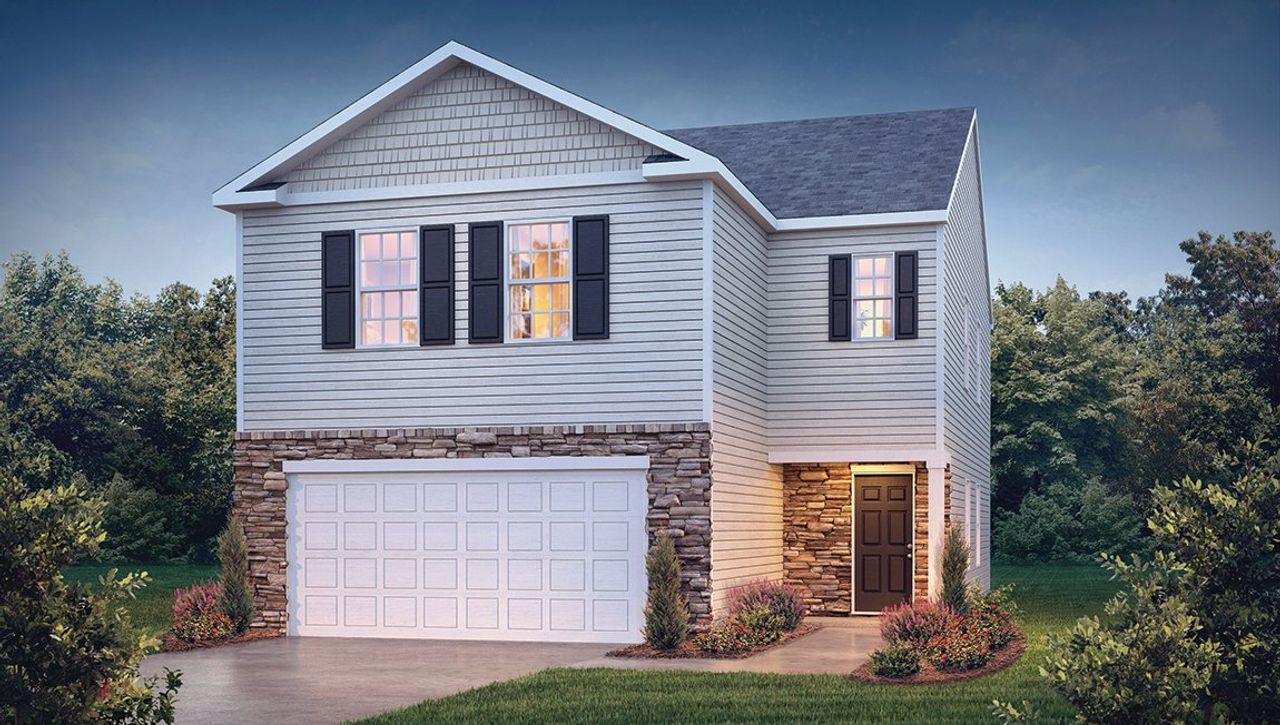 Representative exterior photo of a completed home built from the Elston by D.R. Horton in Rocky River Ridge, Anderson, SC (Image 2). Representative exterior photo of a completed home built from the Elston by D.R. Horton in Rocky River Ridge, Anderson, SC (Image 2).