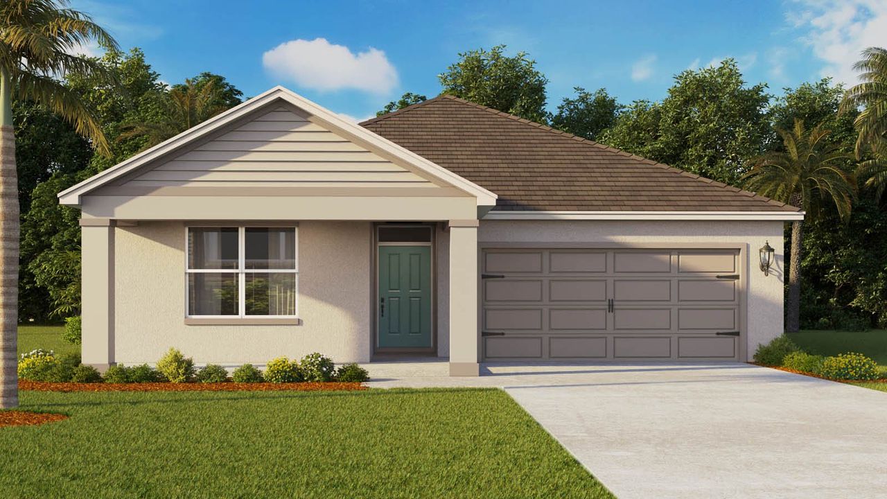 Front exterior of a new home in Harmony West, St. Cloud, FL, highlighting curb appeal (Image 2).