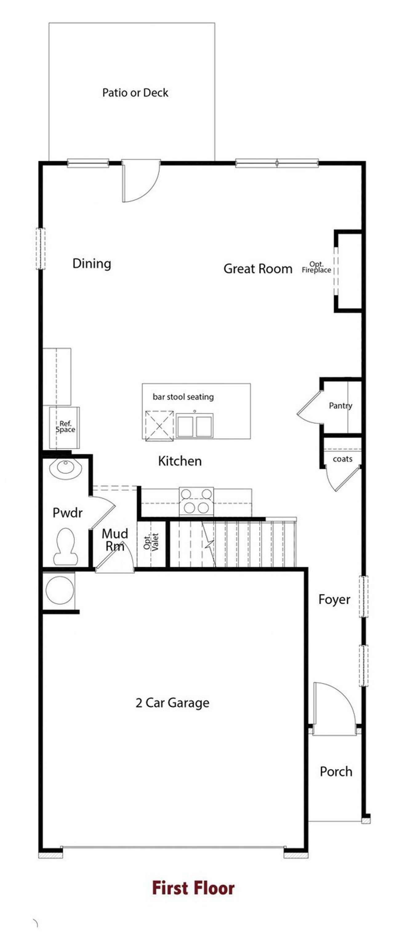 2D floor plan layout for the Cheshire by Chafin Communities in The Towns at Auburn Station East, Auburn, GA (Image 2).