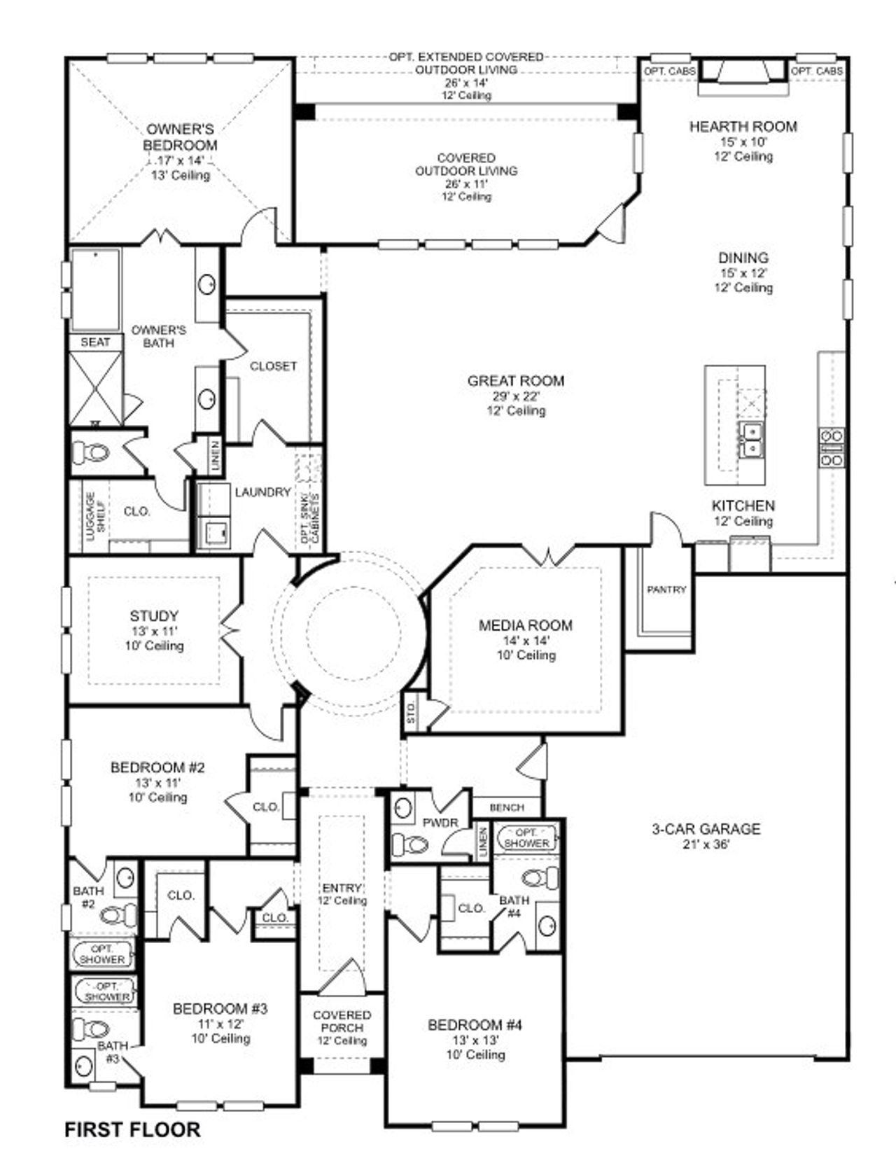 2D floor plan layout for the Plan 6011 by Tradition Homes in Mustang Lakes – 86’, Celina, TX (Image 2). 2D floor plan layout for the Plan 6011 by Tradition Homes in Mustang Lakes – 86’, Celina, TX (Image 2).