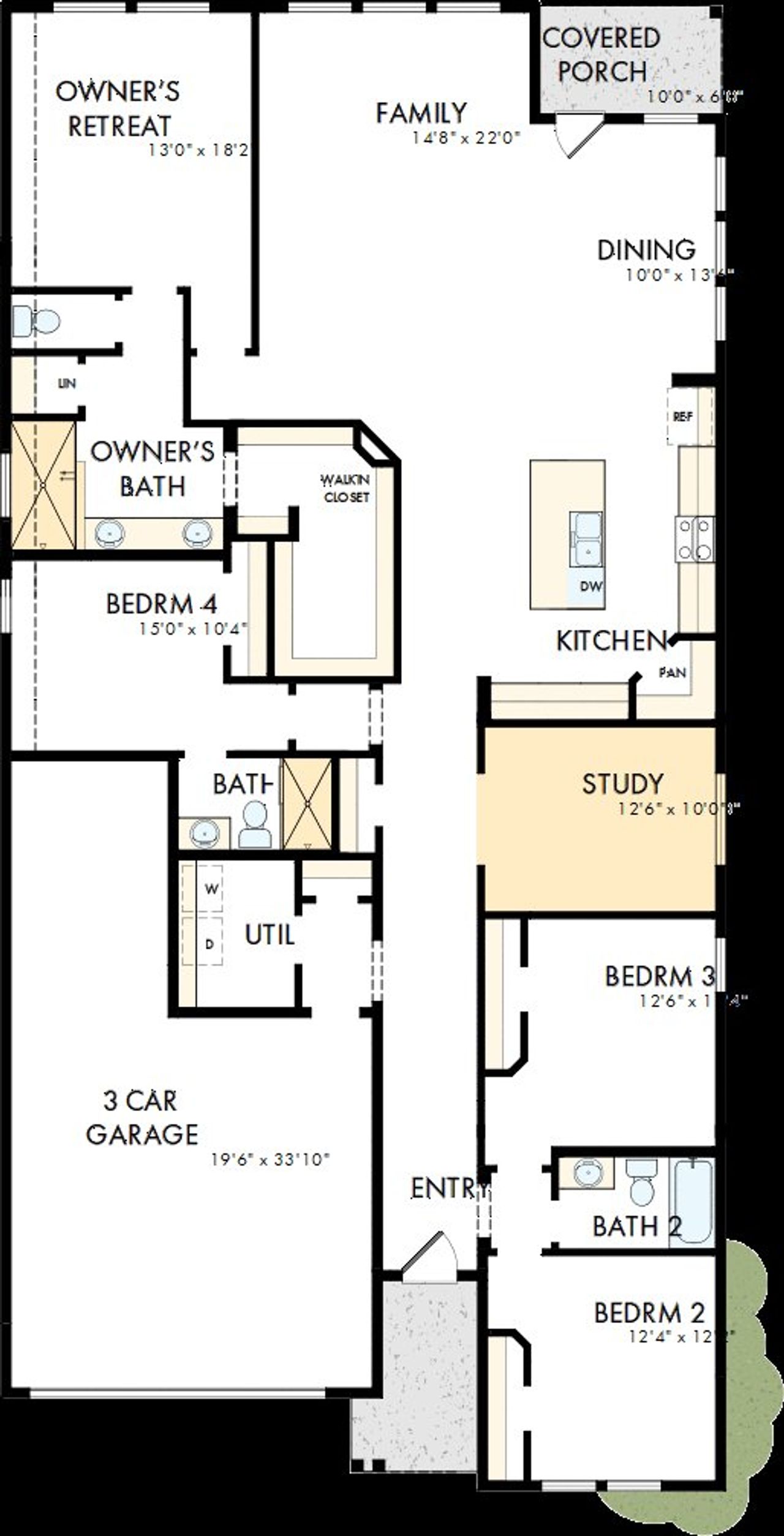 2D floor plan layout of this home in Beacon Point at Lago Mar - Retreat Collection, Texas City, TX (Image 2).