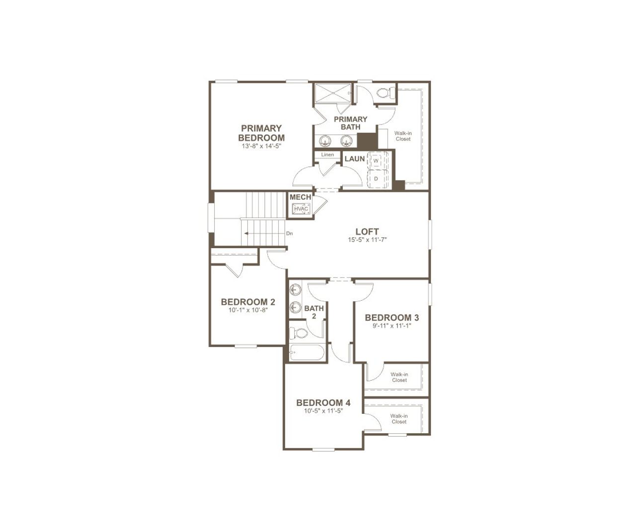 2D floor plan layout for the Pine by Richmond American Homes in Estates at Rivers Edge, Parrish, FL (Image 2).