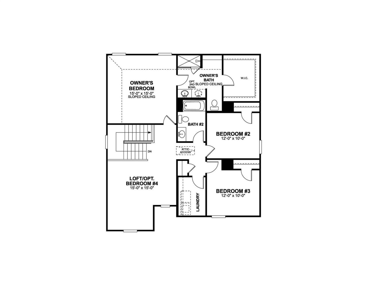 2D floor plan layout of this home in Cascades at Onion Creek, Austin, TX (Image 2).