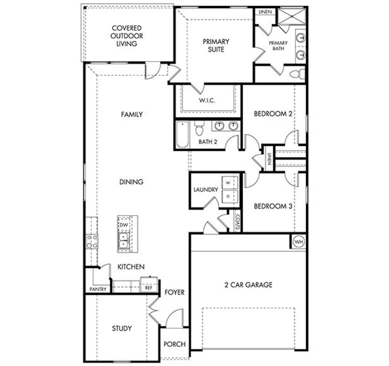 2D floor plan layout of this home in Creekfall, Burnet, TX (Image 2).