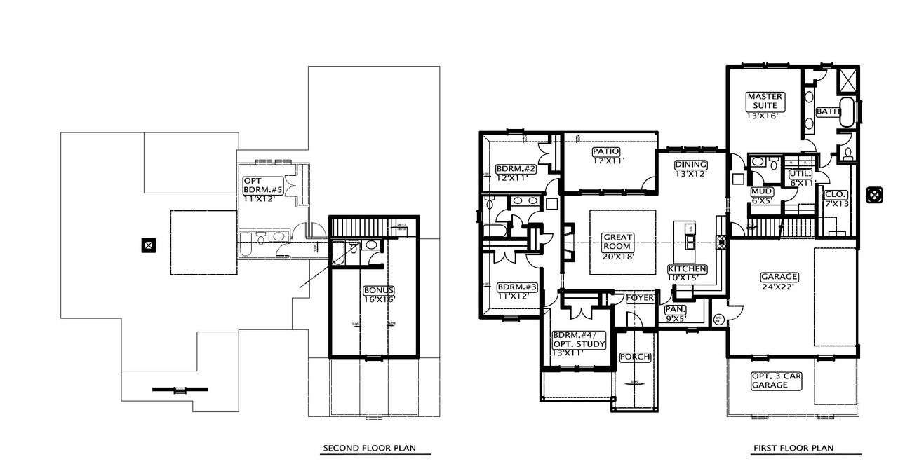 2D floor plan layout for the The Hawthorne by RED GABLE HOMES in Green Prairie Estates, Northlake, TX (Image 2).
