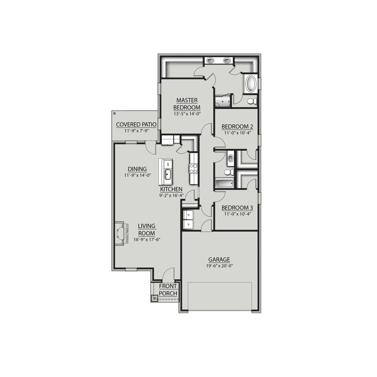 2D floor plan layout for the Dogwood IV J by DSLD Homes in Natureview, Freeport, FL (Image 2).