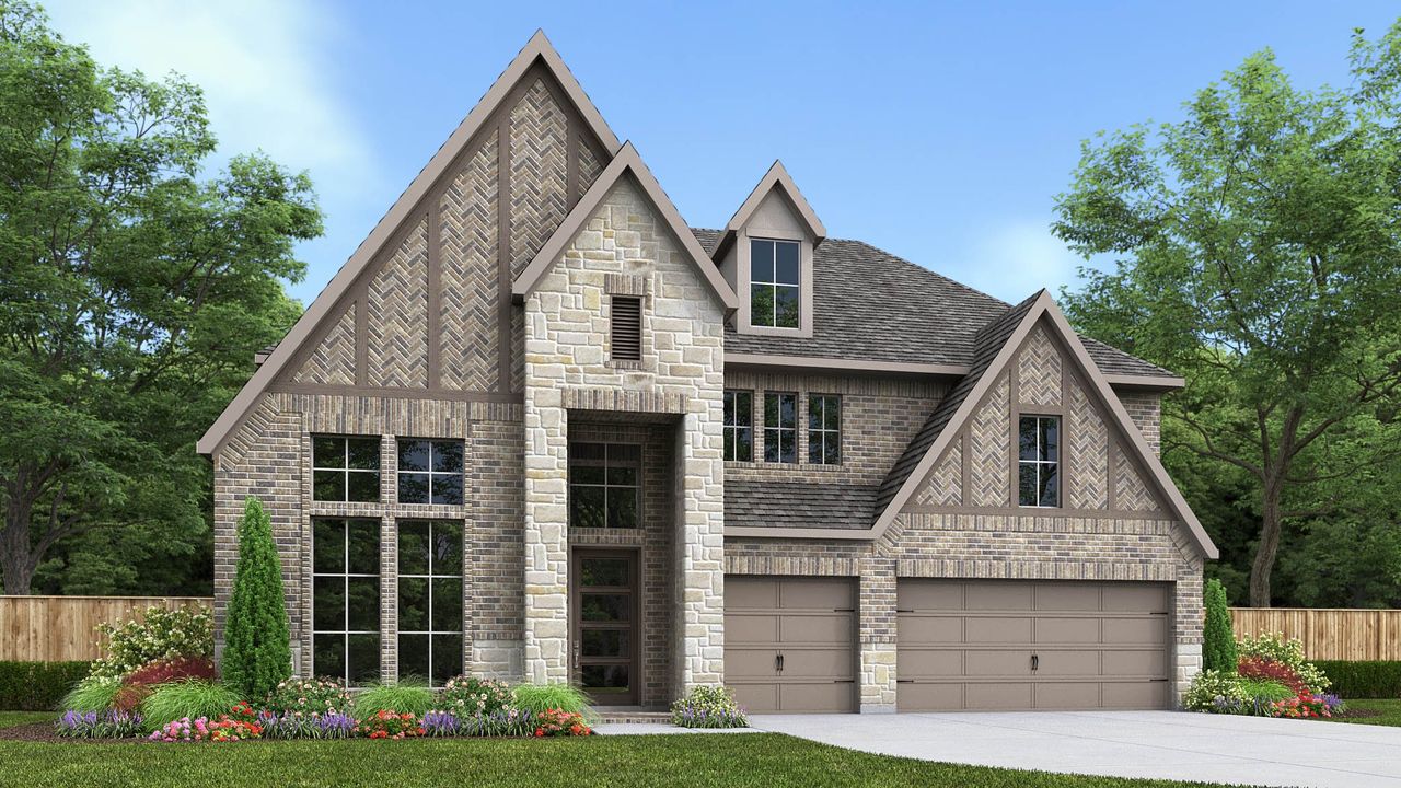 Representative exterior photo of a completed home built from the 3550W by Perry Homes in Lakes of Cane Island, Katy, TX (Image 2).