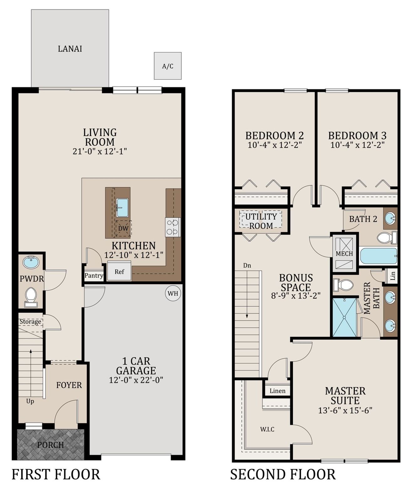 2D floor plan layout for the The Sable by Sunrise Homes in Hidden Nest, Plant City, FL (Image 2).