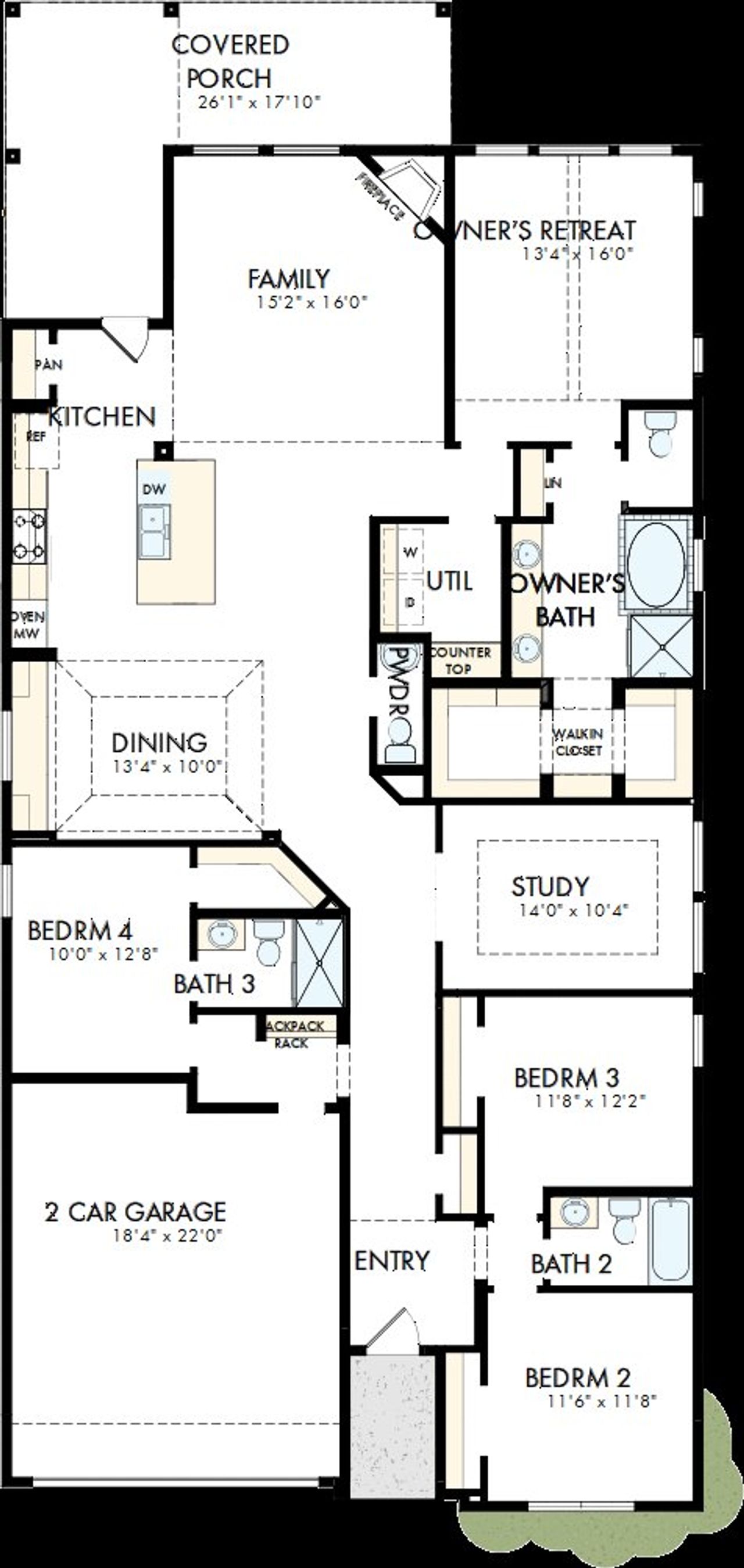 2D floor plan layout of this home in Mantua Point Classics, Van Alstyne, TX (Image 2). 2D floor plan layout of this home in Mantua Point Classics, Van Alstyne, TX (Image 2).