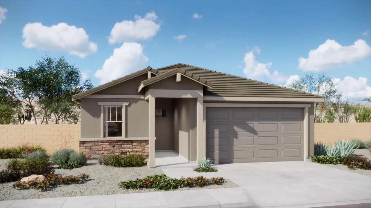Representative exterior photo of a completed home built from the Brandy by Mattamy Homes in Alamar At Rocking K, Tucson, AZ (Image 2). Representative exterior photo of a completed home built from the Brandy by Mattamy Homes in Alamar At Rocking K, Tucson, AZ (Image 2).