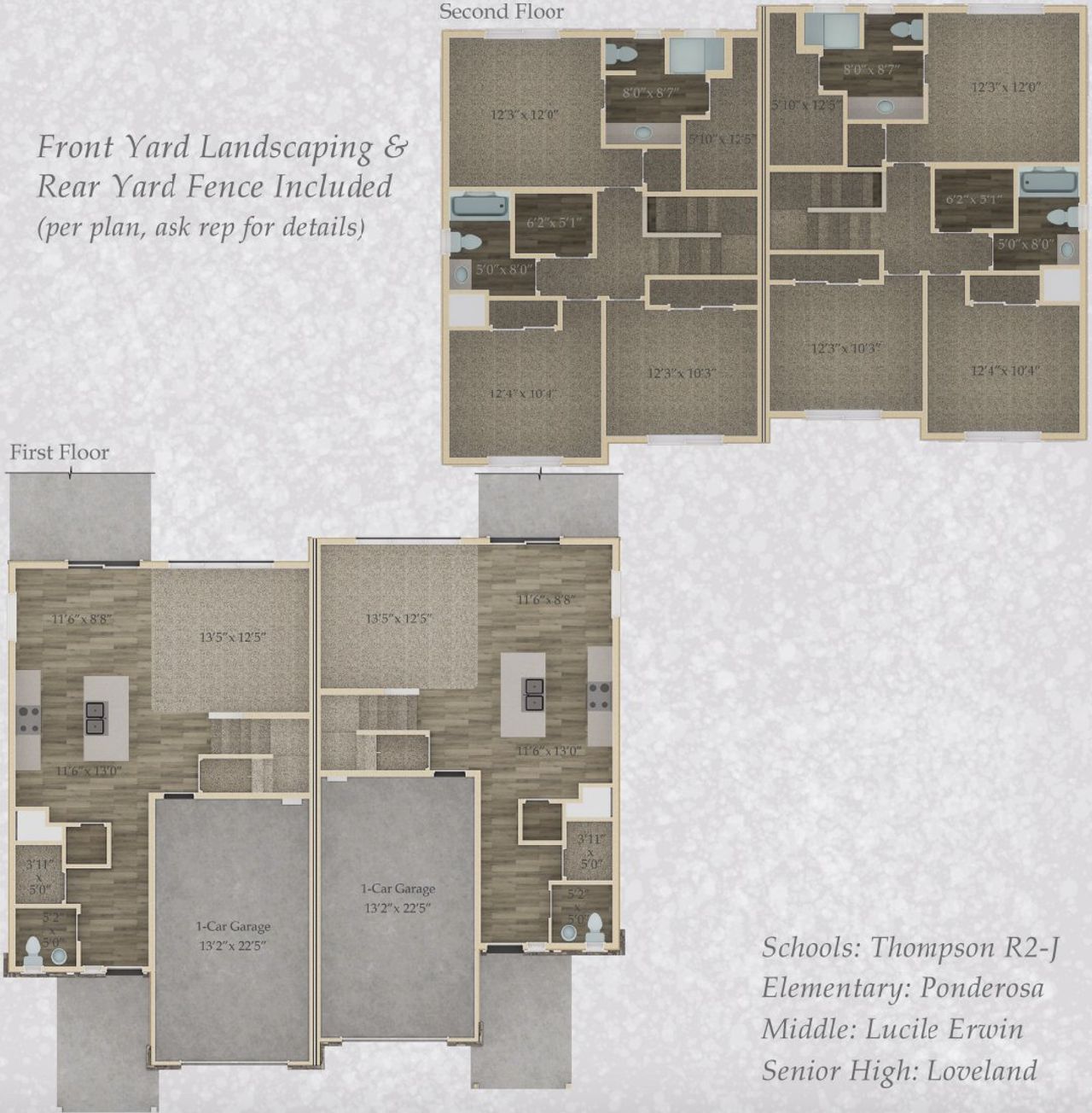 2D floor plan layout for the The Fremont​ by Aspen Homes in Wilson Commons, Loveland, CO (Image 2).