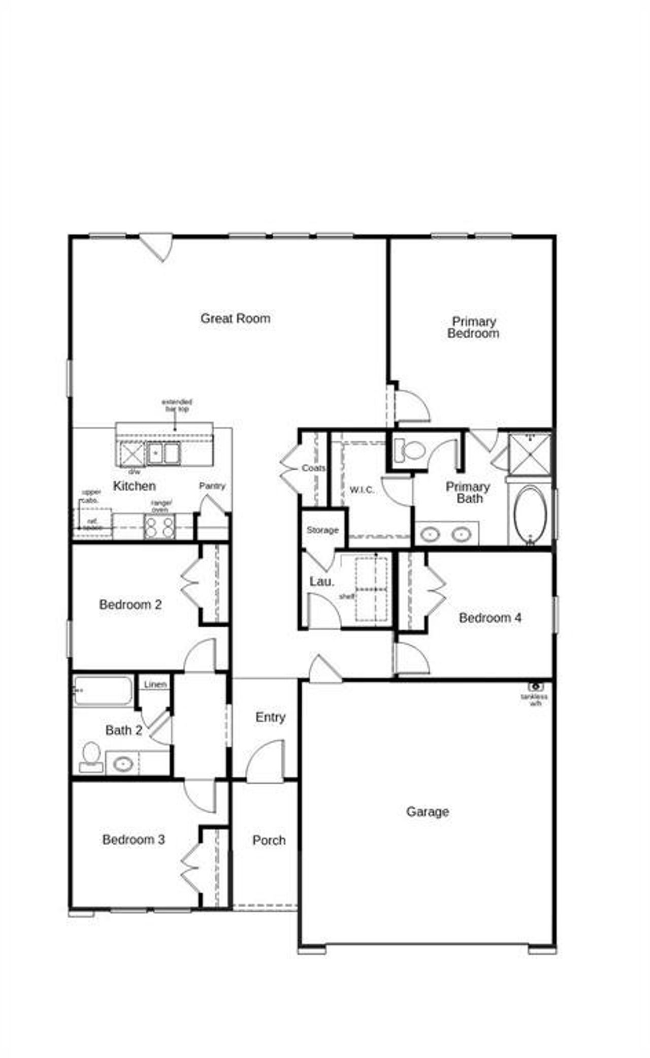 2D floor plan layout of this home in Eagle Creek, Denton, TX (Image 2).