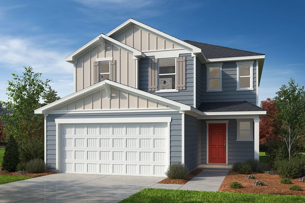 Representative exterior photo of a completed home built from the 1808 by KB Home in Magnolia Forest – Grove Series, Raleigh, NC (Image 2).