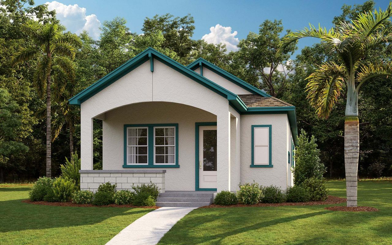 Representative exterior photo of a completed home built from the Saddler by Dream Finders Homes in Laureate Park (Craft Homes), Orlando, FL (Image 2). Representative exterior photo of a completed home built from the Saddler by Dream Finders Homes in Laureate Park (Craft Homes), Orlando, FL (Image 2).