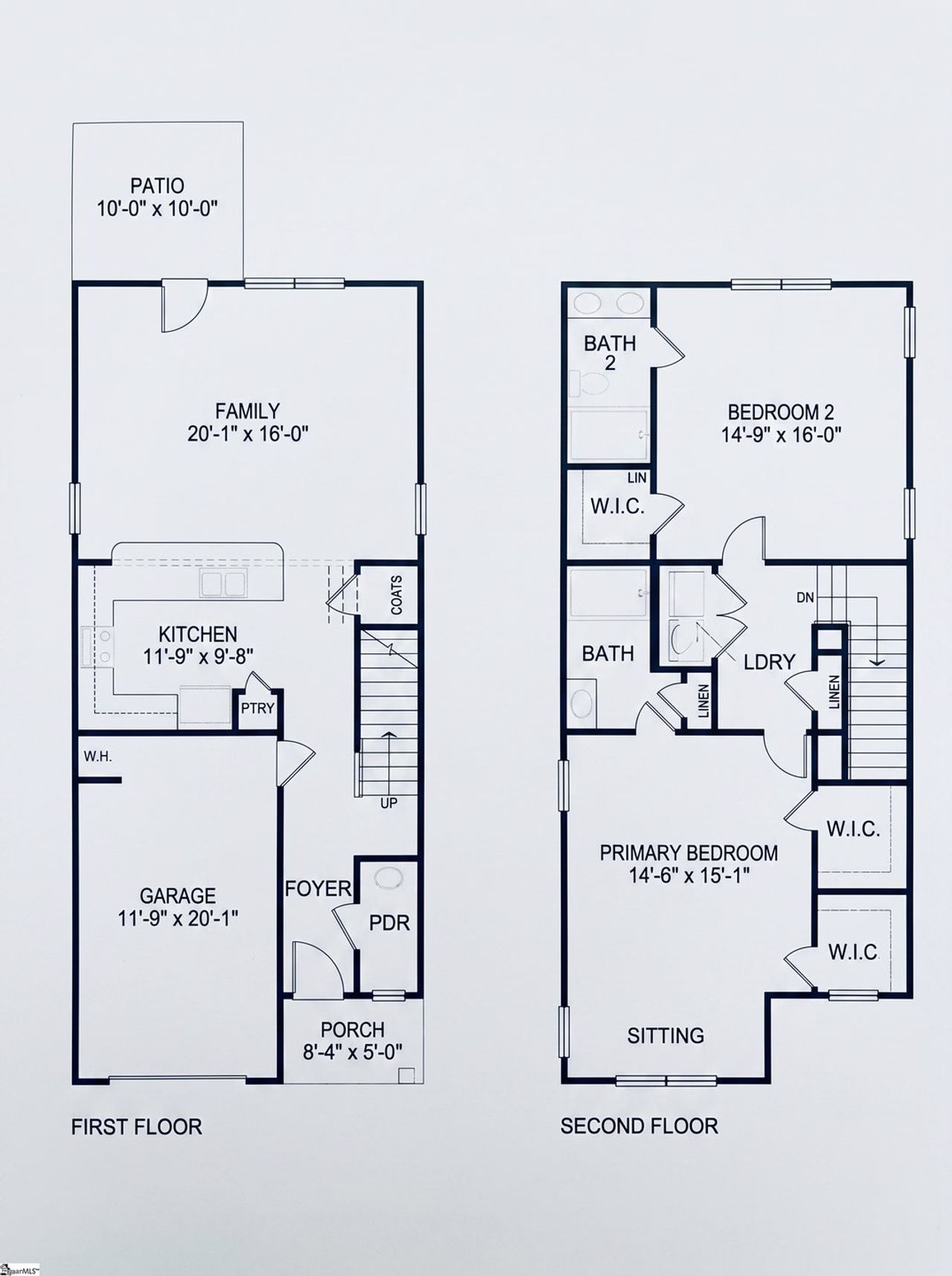 2D floor plan layout for the 1557 Townhome by Adams Homes in Parkstone Place Townhomes, Roebuck, SC (Image 2). 2D floor plan layout for the 1557 Townhome by Adams Homes in Parkstone Place Townhomes, Roebuck, SC (Image 2).