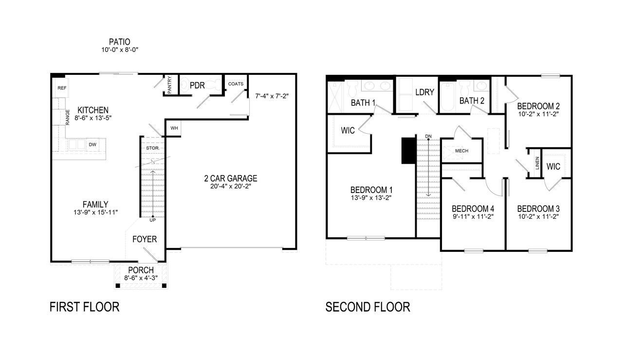 2D floor plan layout of this home in Keebler Meadows, Johnson City, TN (Image 2).