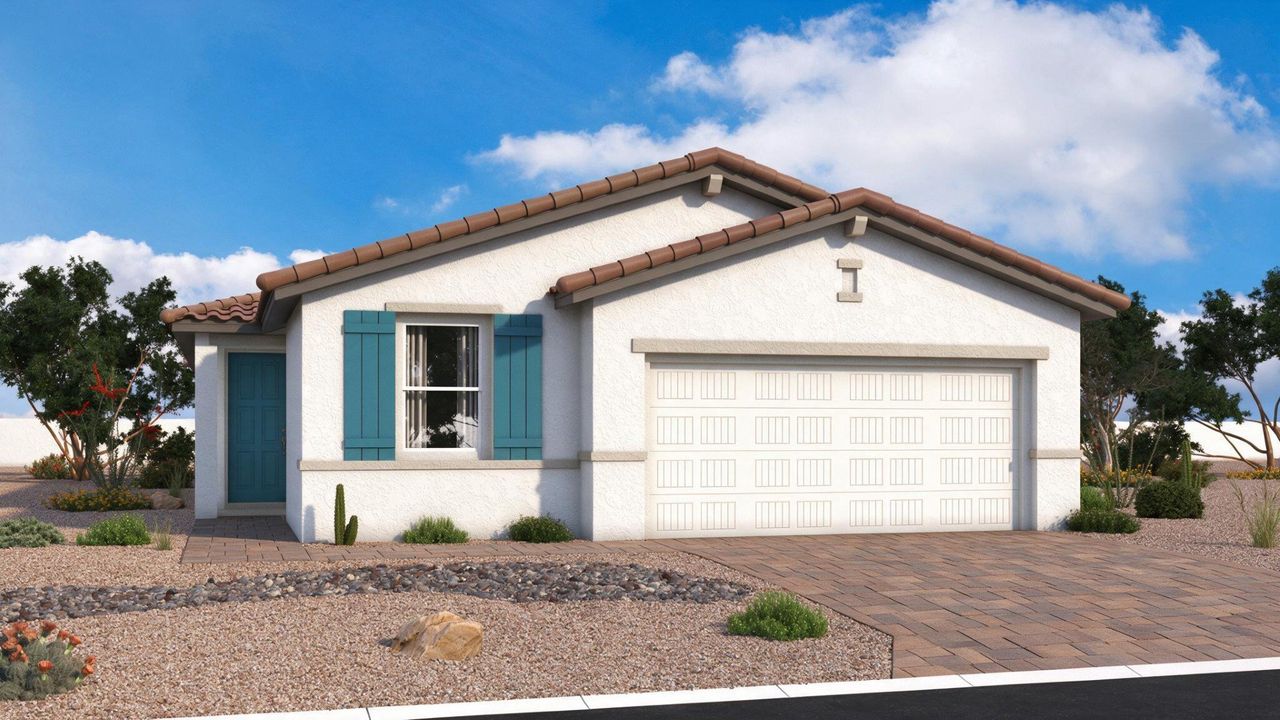 Magma Ranch, Florence AZ, Bisbee Home Plan, Elevation B, Modern, DRB Homes