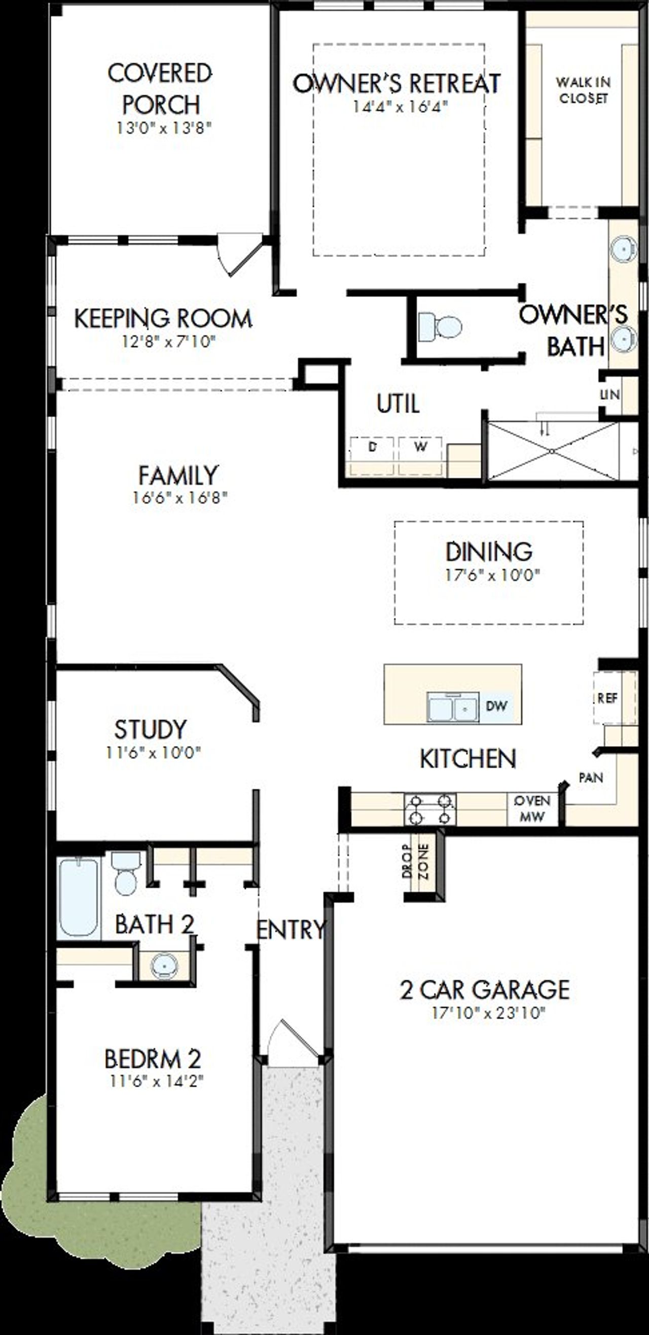 2D floor plan layout of this home in Encore at Chatham Park – Classic Series, Pittsboro, NC (Image 2).