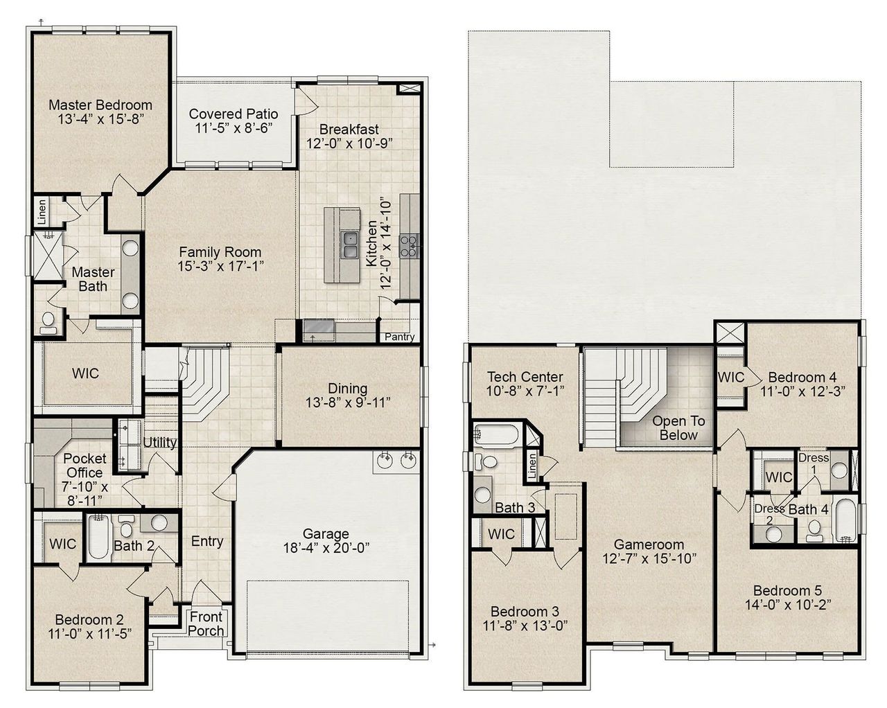 2D floor plan layout for the Redmond B by CAVENDER HOMES in Morning Ridge, Princeton, TX (Image 2). 2D floor plan layout for the Redmond B by CAVENDER HOMES in Morning Ridge, Princeton, TX (Image 2).