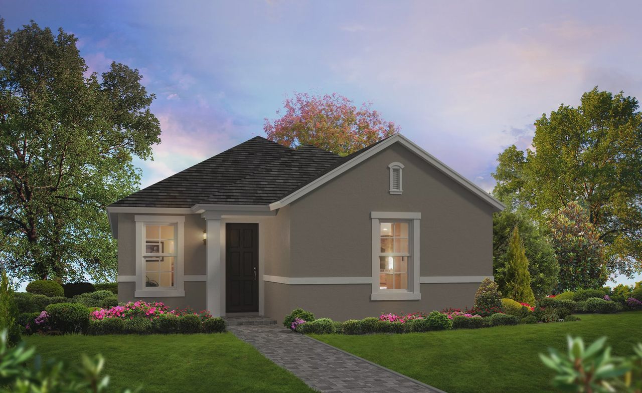 Representative exterior photo of a completed home built from the Lily by ICI Homes in Persimmon Park, Wesley Chapel, FL (Image 2). Representative exterior photo of a completed home built from the Lily by ICI Homes in Persimmon Park, Wesley Chapel, FL (Image 2).