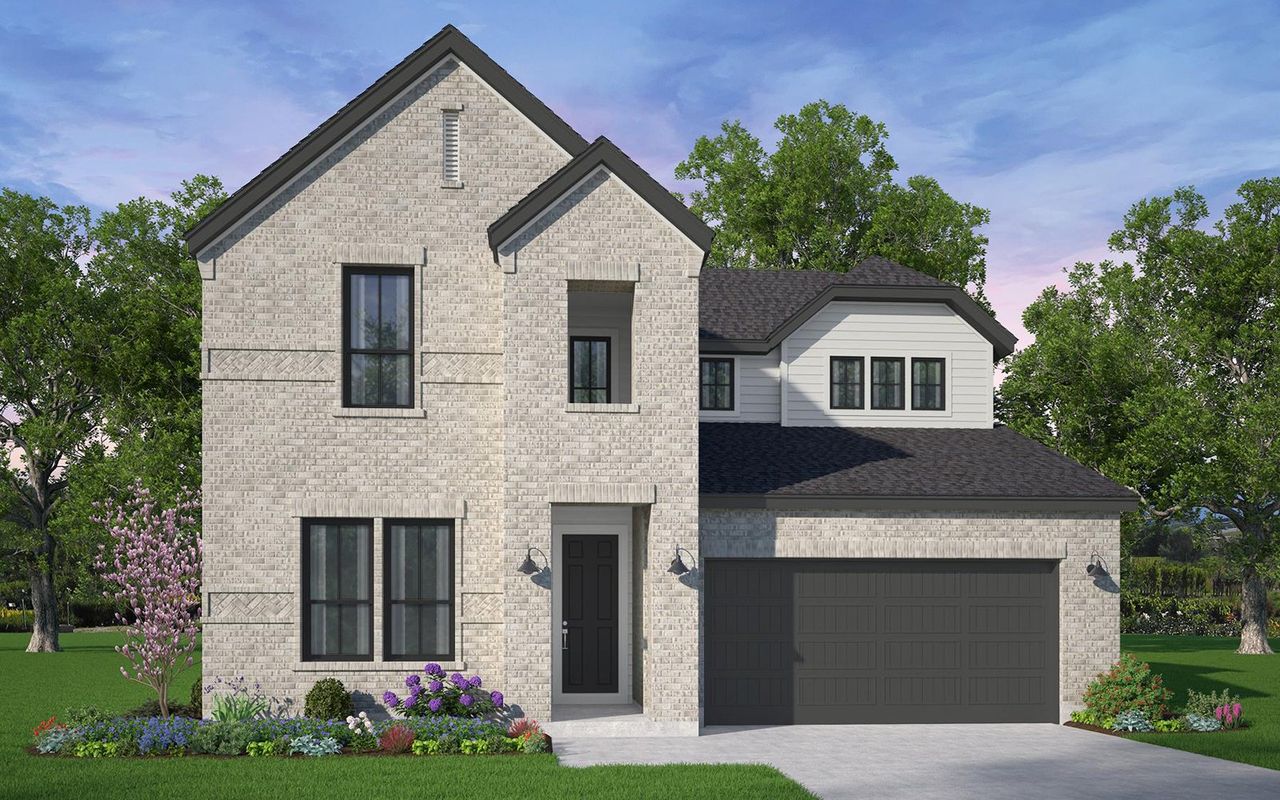 Representative exterior photo of a completed home built from the Lawrence by Brookfield Residential in Elyson, Katy, TX (Image 2). Representative exterior photo of a completed home built from the Lawrence by Brookfield Residential in Elyson, Katy, TX (Image 2).