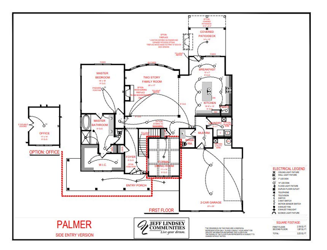 2D floor plan layout for the Palmer B by Jeff Lindsey Communities in Arbor Springs, Newnan, GA (Image 2).