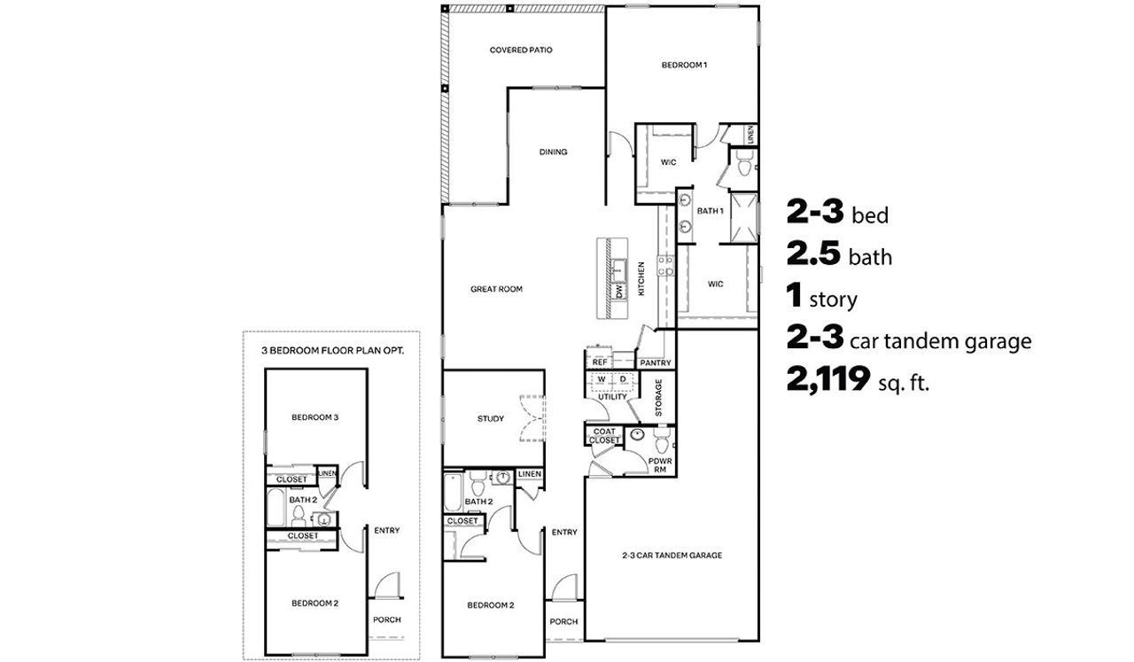 2D floor plan layout of this home in Solterra, Green Valley, AZ (Image 2).
