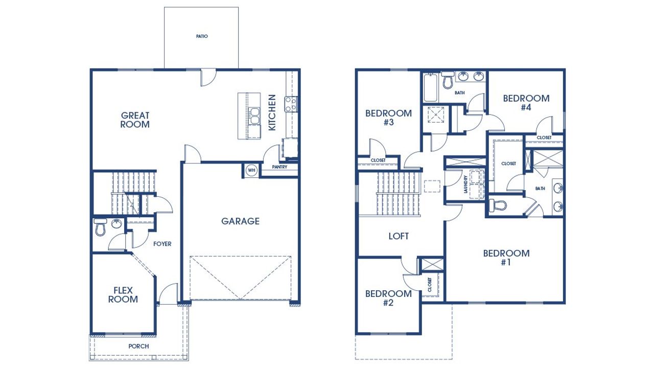 2D floor plan layout of this home in Oakchase at Hampton, Hampton, GA (Image 2).