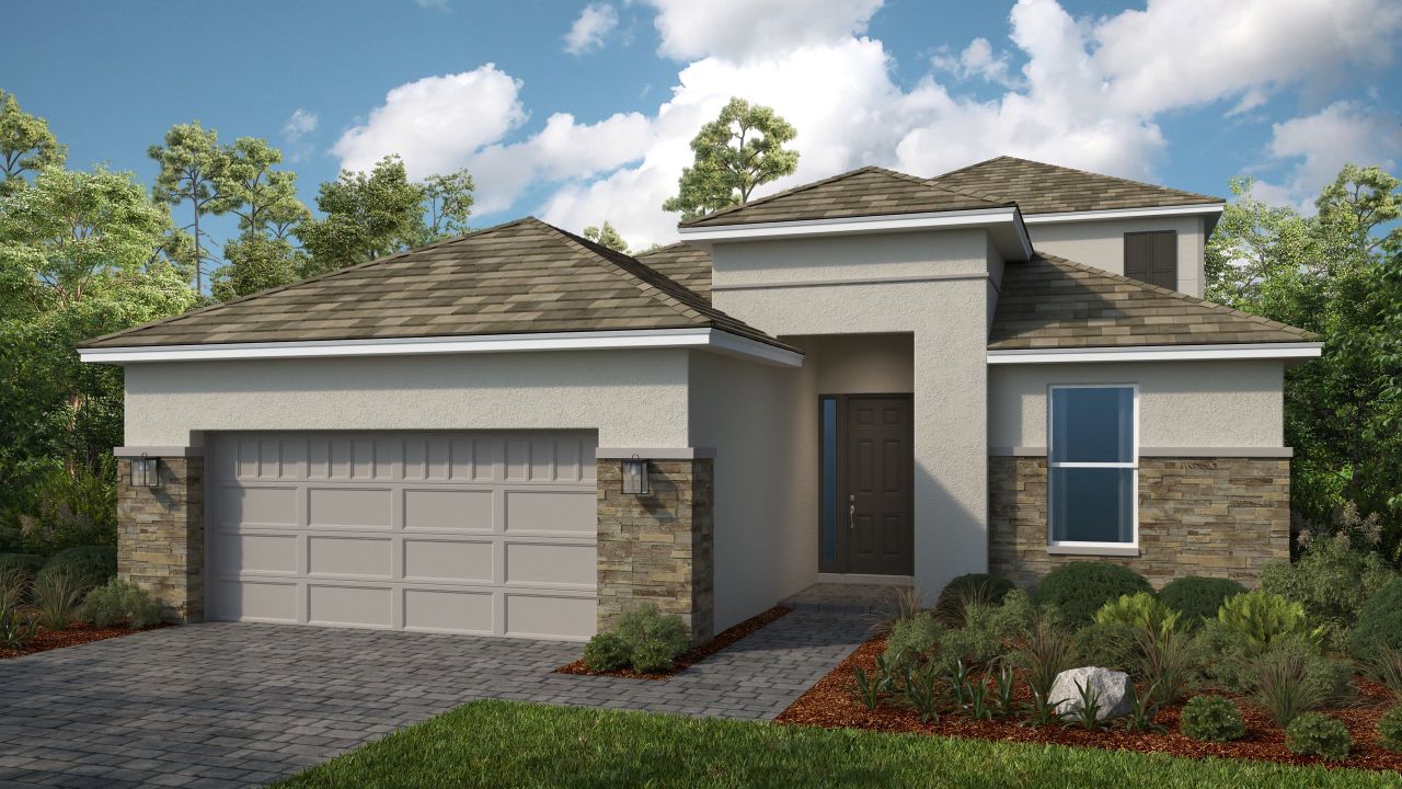 Representative exterior photo of a completed home built from the Florence by Taylor Morrison in Esplanade at Wiregrass Ranch, Wesley Chapel, FL (Image 2).