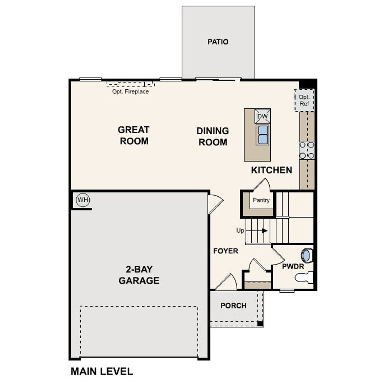 2D floor plan layout of this home in Blue Sky Meadows, Monroe, NC (Image 2).