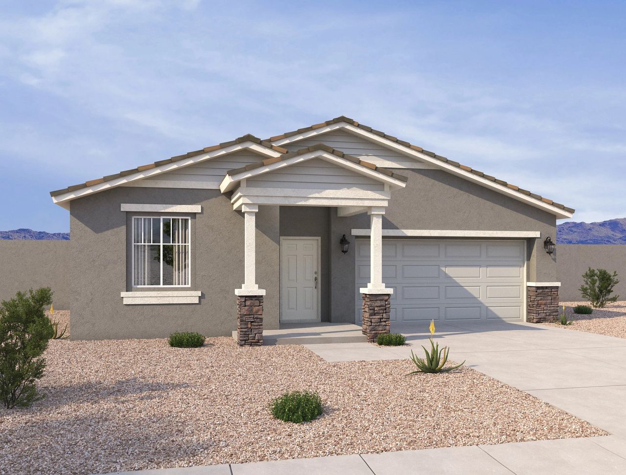 Representative exterior photo of a completed home built from the Violet by Ashton Woods in North Copper Canyon, Surprise, AZ (Image 2). Representative exterior photo of a completed home built from the Violet by Ashton Woods in North Copper Canyon, Surprise, AZ (Image 2).