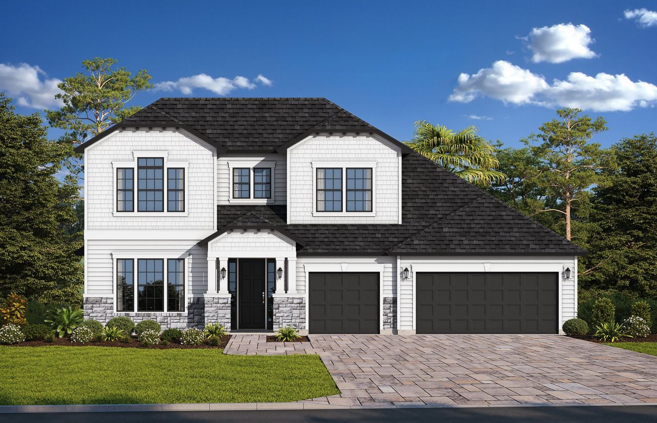 Representative exterior photo of a completed home built from the Hickory Ridge by SEDA New Homes in Sandy Ridge, Yulee, FL (Image 2).