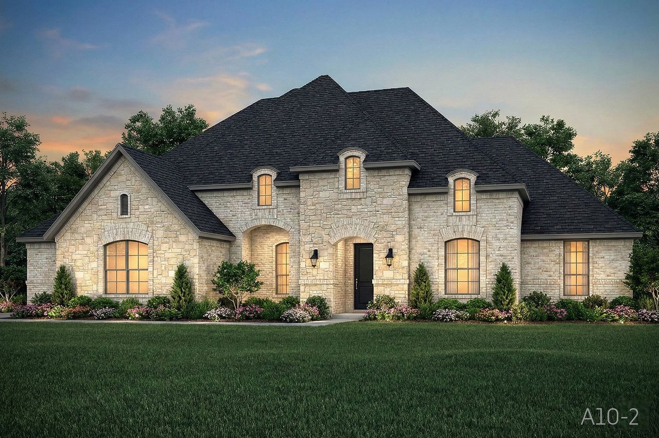 Representative exterior photo of a completed home built from the Barcelona by John Houston Homes in Waterfall Ranch - 1 Acre Lots, Waxahachie, TX (Image 2).