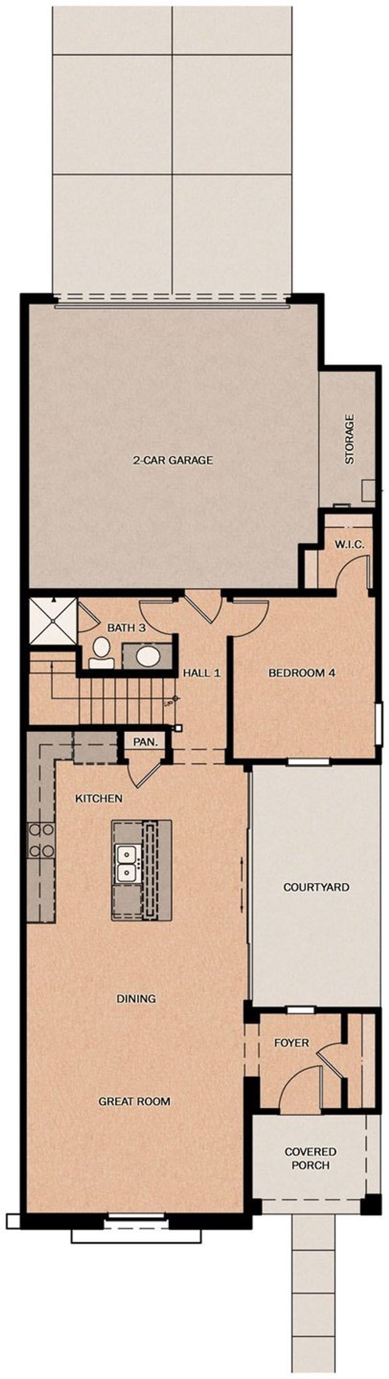 2D floor plan layout of this home in San Francisco at Prasada, Surprise, AZ (Image 2).