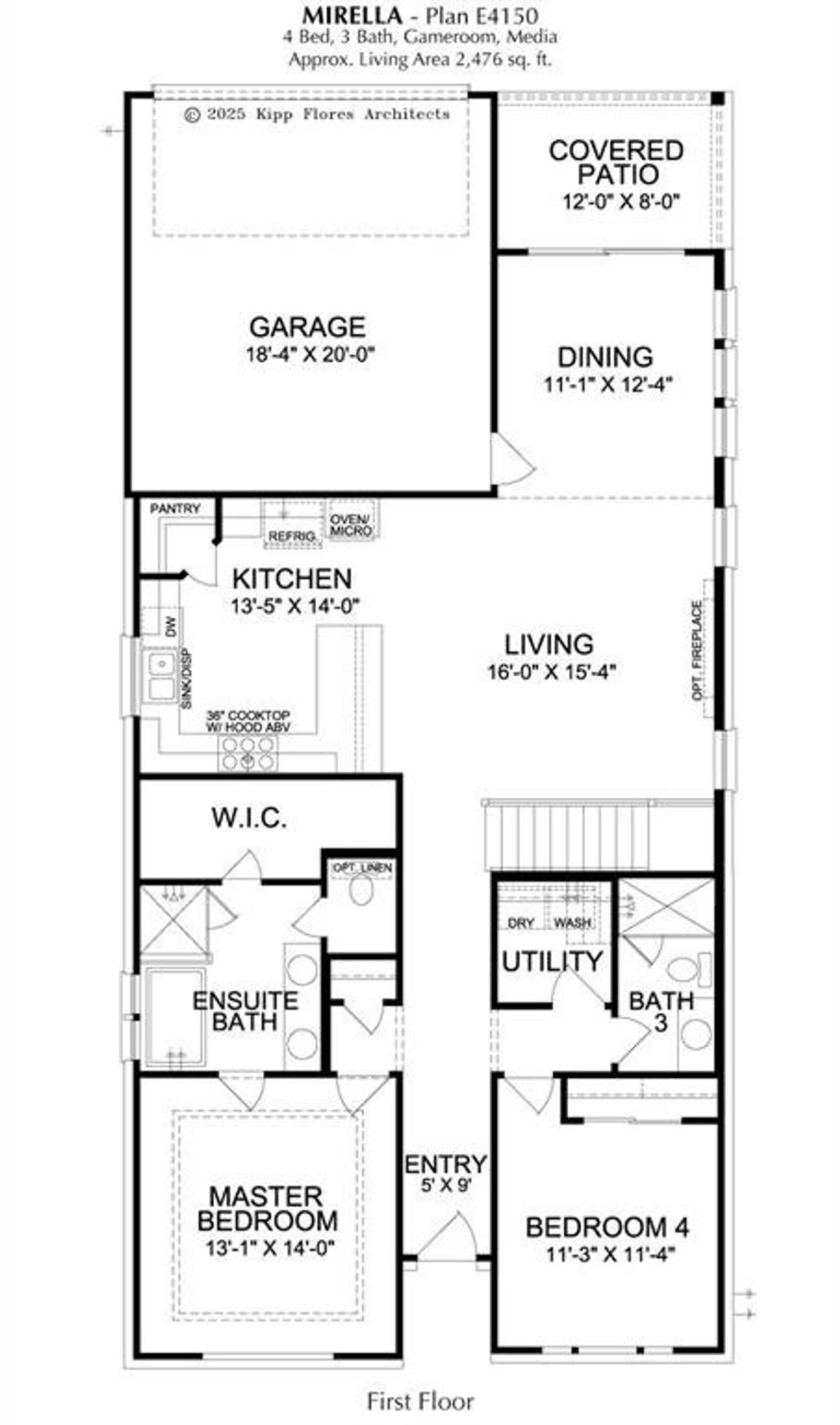 2D floor plan layout of this home in Manor 41s, Frisco, TX (Image 2).