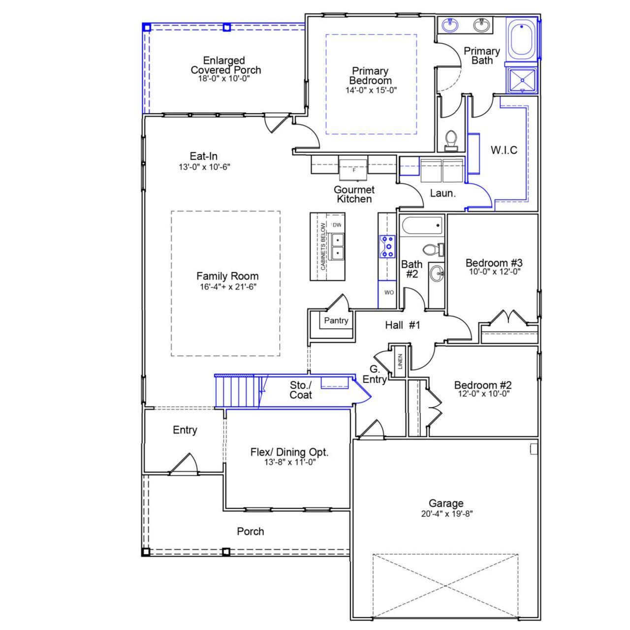 2D floor plan layout of this home in Hendrix Farms, Lexington, SC (Image 2).