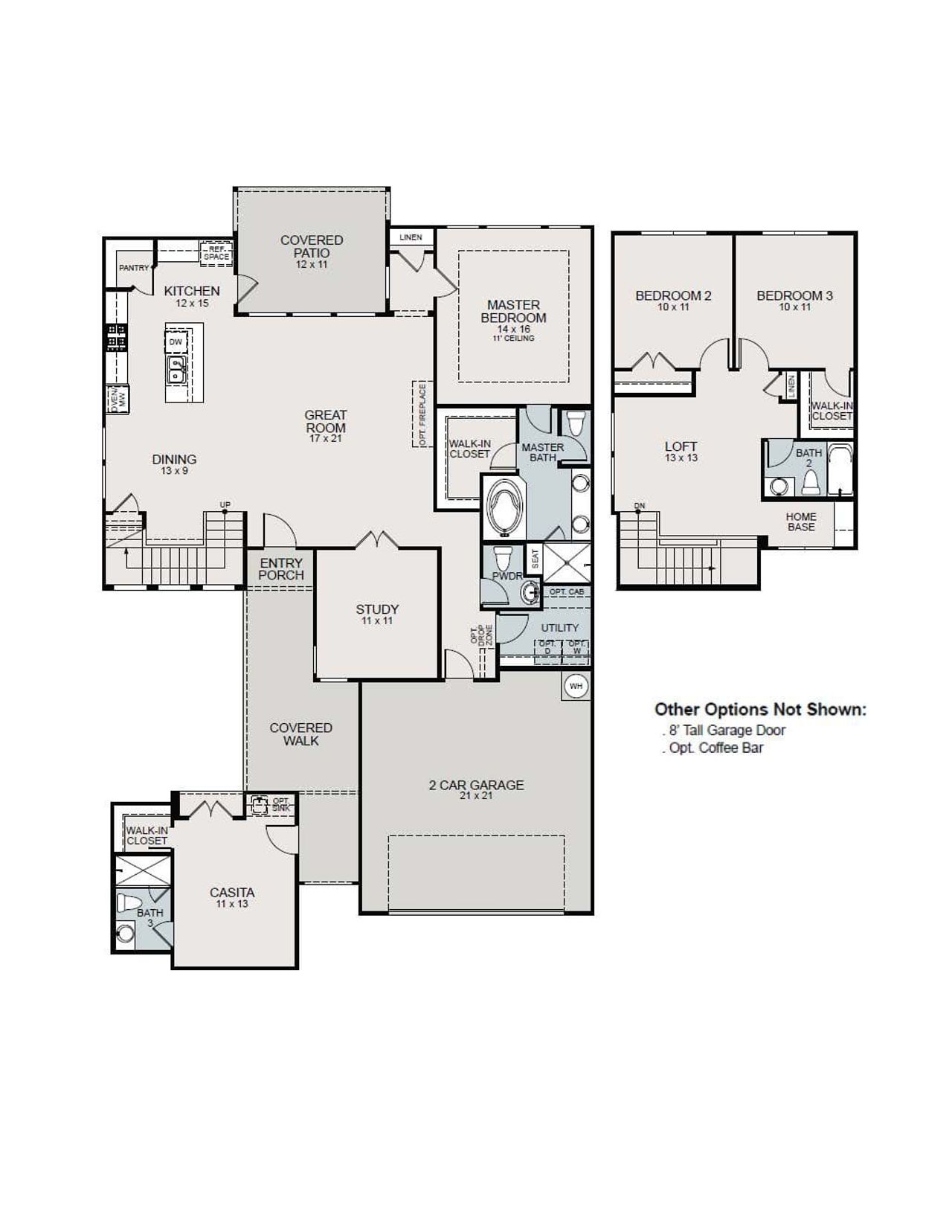 2D floor plan layout for the Polperro by Sitterle Homes in Fulshear Lakes Gardens, Fulshear, TX (Image 2). 2D floor plan layout for the Polperro by Sitterle Homes in Fulshear Lakes Gardens, Fulshear, TX (Image 2).