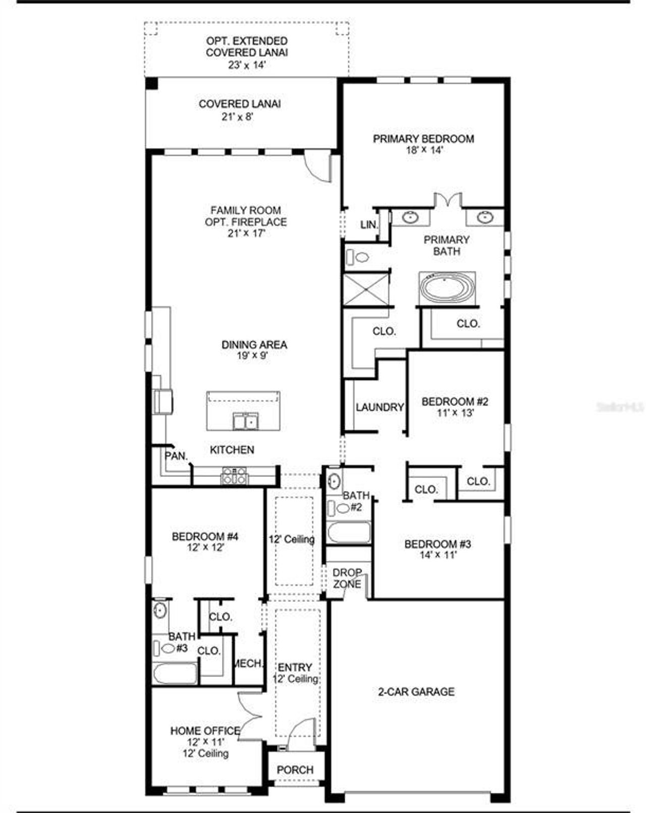 2D floor plan layout of this home in Sanctuary at Seaire, Parrish, FL (Image 2).