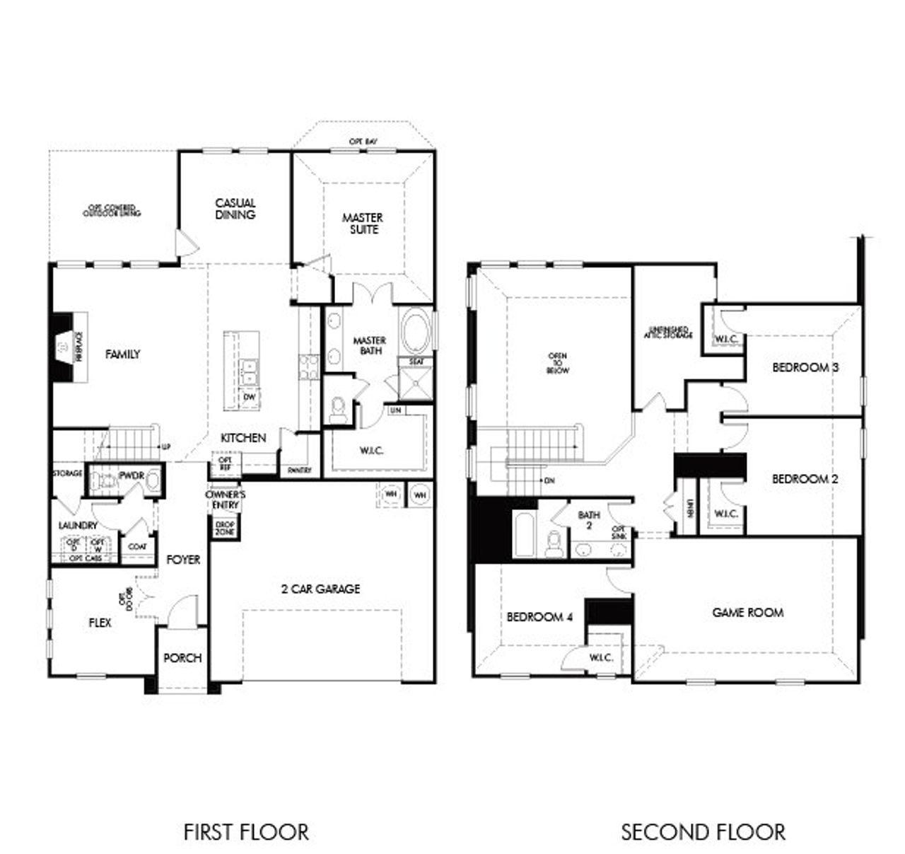 2D floor plan layout of this home in Arcadia Ridge - Classic Series, San Antonio, TX (Image 2).